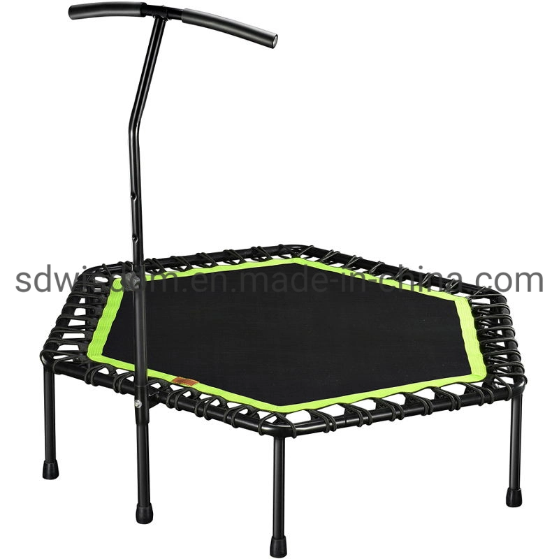 Indoor Exercise Home Commercial Gym Fitness Equipment Mini Hexagon Trampoline /Hex Trampoline with Adjustable Handlebar