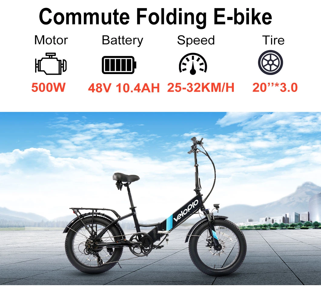 Folding Electric Bike 20inch Fast Electric Dirt Bike Exercise 48V 500W Electric City Bike Folding Bicycle Road Bicycle Fat Tire E Bike