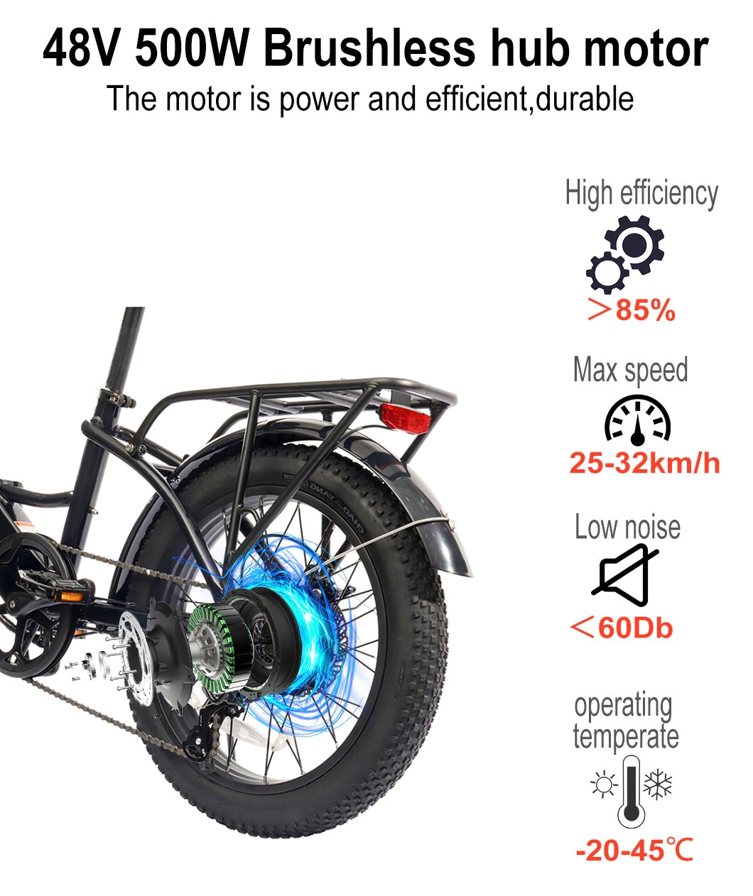 Folding Electric Bike 20inch Fast Electric Dirt Bike Exercise 48V 500W Electric City Bike Folding Bicycle Road Bicycle Fat Tire E Bike