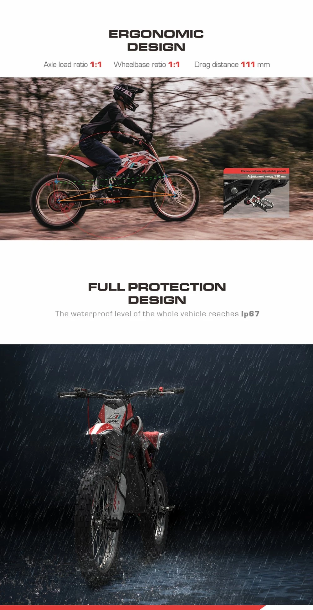 Rfn Ares Rally PRO Electric Dirt Bike Electric Motorcycle with Lithium Battery Electric Motocross Electric Pit Bike Adult Electric Dirt Bike